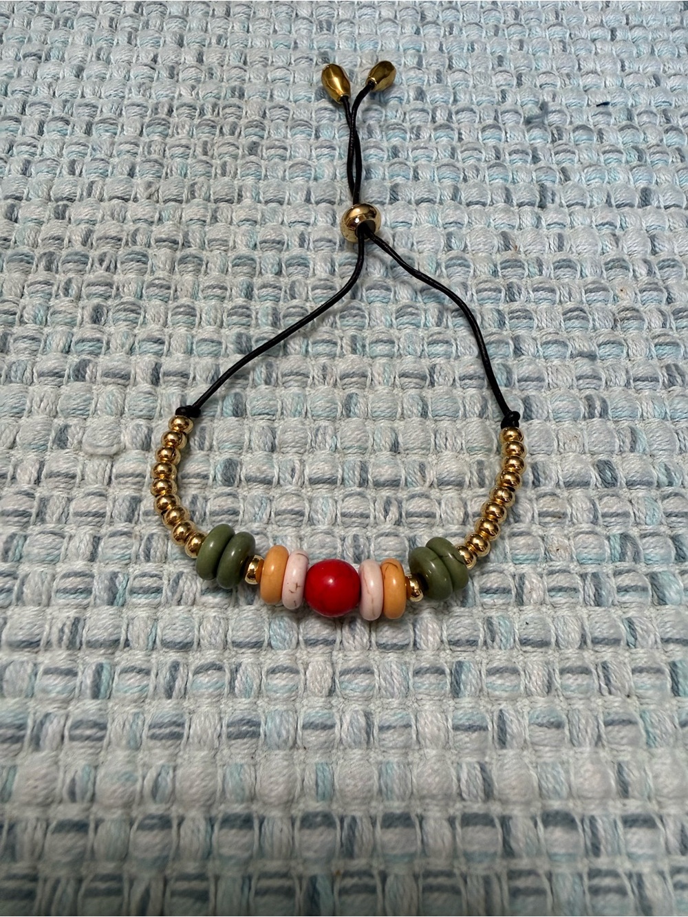 Adjustable Multicolor Beaded Bracelet with Gold Accents